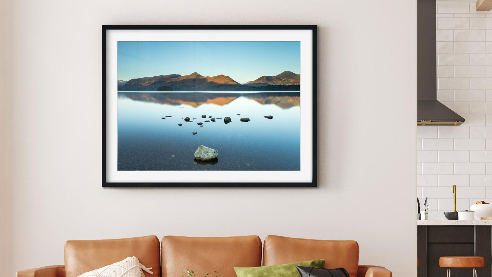 Landscape framed picture on wall